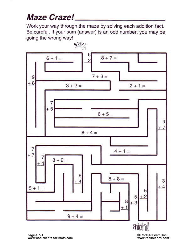 math maze worksheet answer key